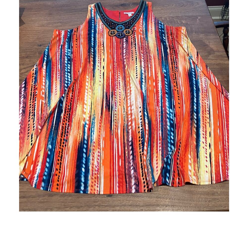 CB Established 1962, Woman 22, Sleeveless Swing Dress, Rainbow, Multicolor, Plus - Picture 3 of 8